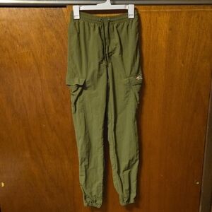 Green Cargo Jogger Pants with Elastic Cuffs